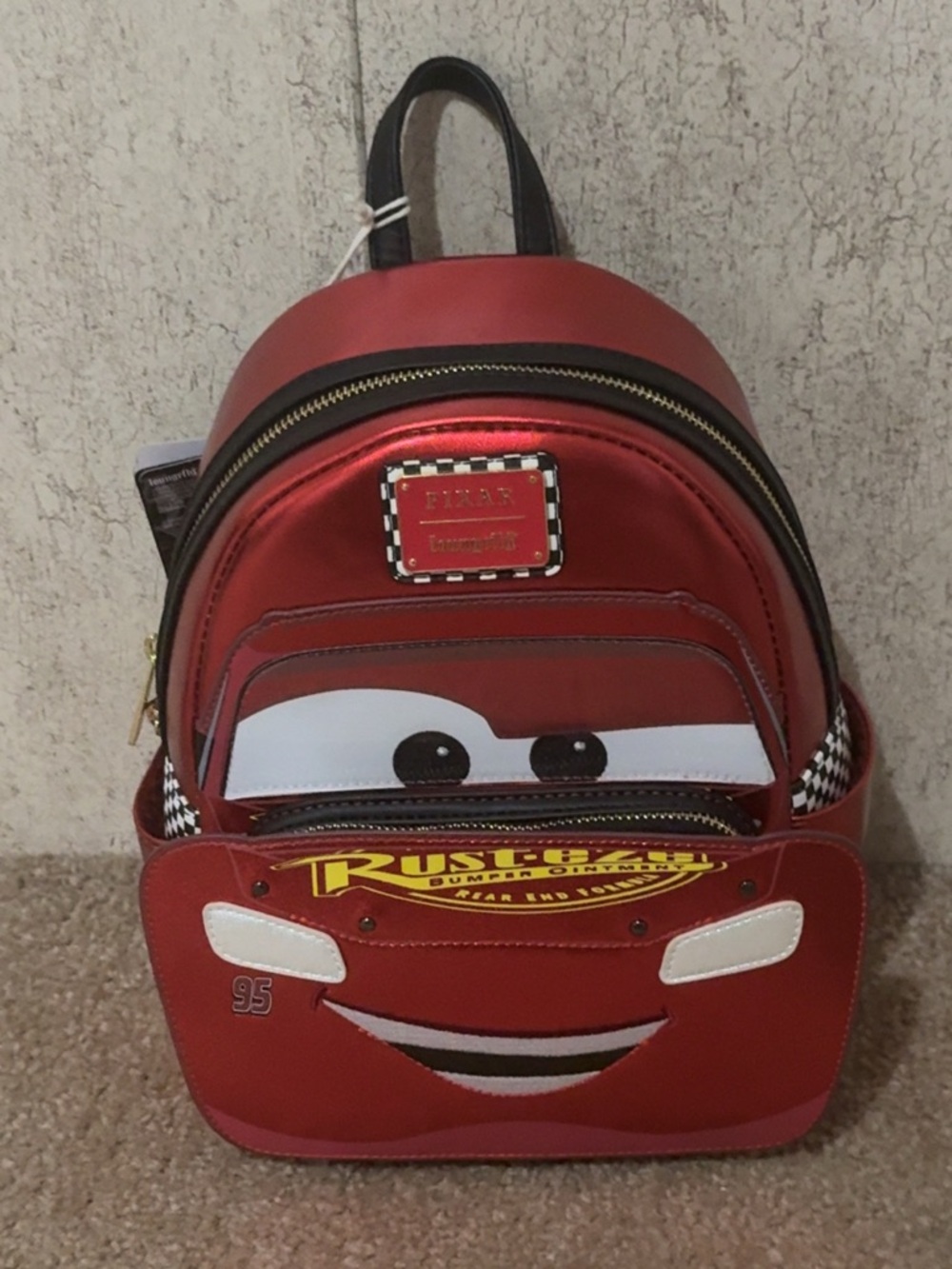 Disney Pixar Cars Lightning McQueen Red Mini Backpack- Loungefly